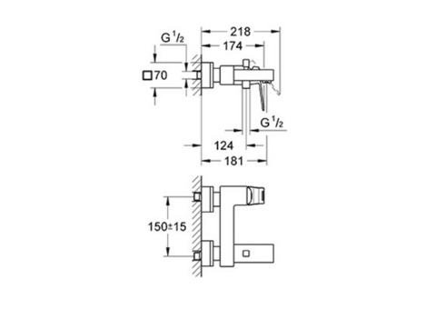 Смеситель для ванны Grohe Eurocube 23140000