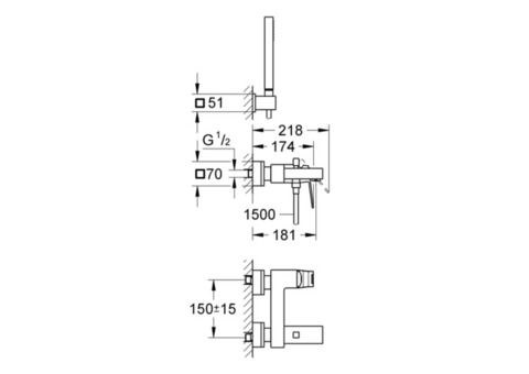 Смеситель для ванны Grohe Eurocube 23141000