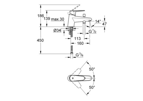 Смеситель для ванны Grohe Eurodisc Cosmopolitan 33192002