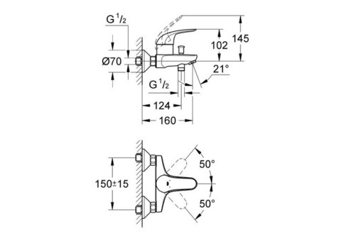 Смеситель для ванны Grohe Euroeco 32743000