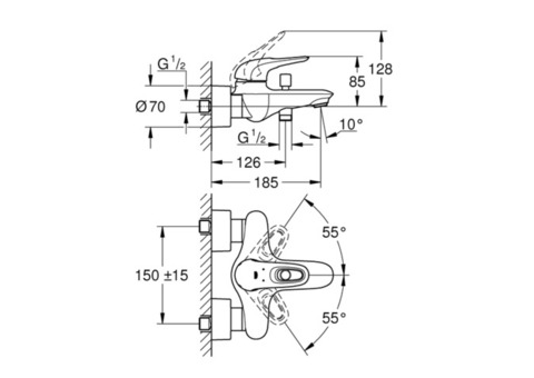 Смеситель для ванны Grohe Eurostyle New 33591LS3