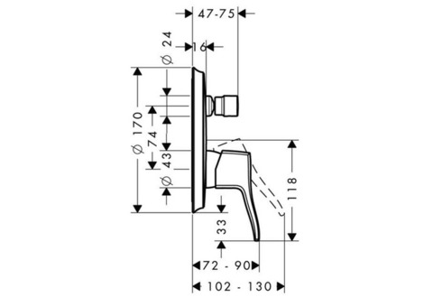 Смеситель для ванны Hansgrohe Metris Classic 31485000