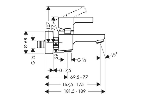 Смеситель для ванны Hansgrohe Metris S 31460000