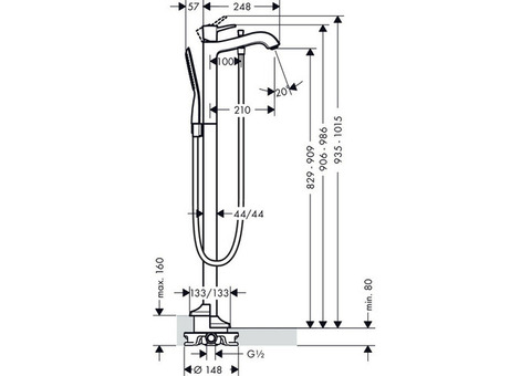 Смеситель для ванны Hansgrohe Metropol 31445090 напольный