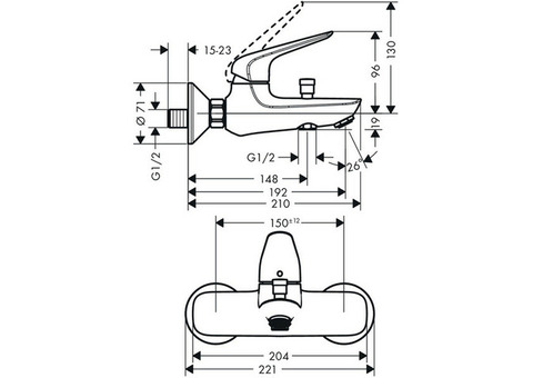 Смеситель для ванны Hansgrohe Metropol 71040000