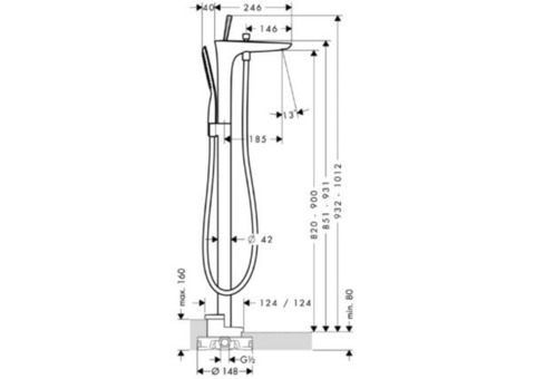 Смеситель для ванны Hansgrohe PuraVida 15473000 напольный хром