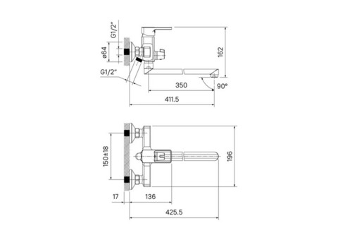 Смеситель для ванны Iddis Bild BILSB00i10WA хром