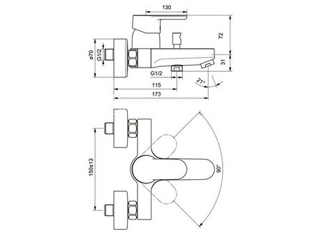 Смеситель для ванны Ideal Standard CeraPlan III B0718AA