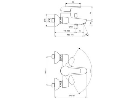 Смеситель для ванны Ideal Standard Cerasprint 2012 B9566AA