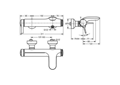 Смеситель для ванны Ideal Standard Melange A4271AA