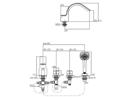 Смеситель для ванны Ideal Standard Melange A4293AA