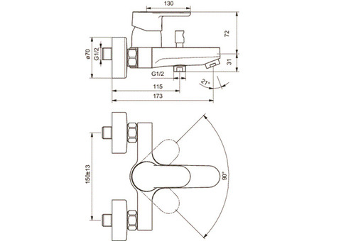 Смеситель для ванны Ideal Standard Vito B0412AA