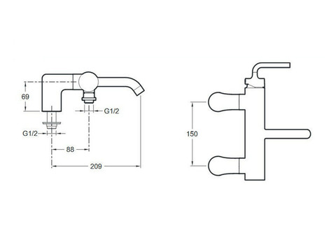 Смеситель для ванны Jacob Delafon Purist E14500-4A-CP