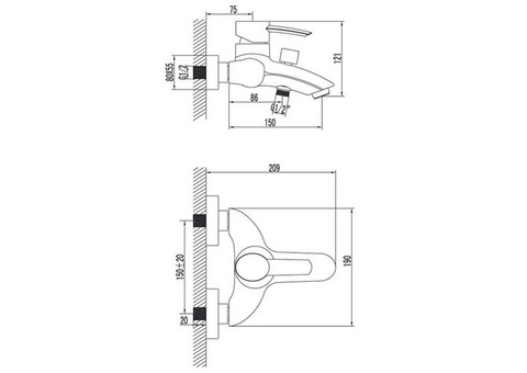 Смеситель для ванны Lemark Atlantiss LM3202C