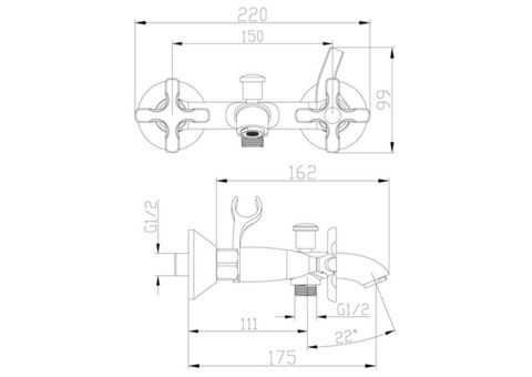 Смеситель для ванны Lemark Duetto LM5712C