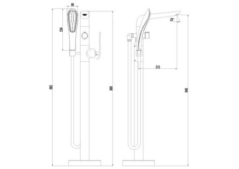 Смеситель для ванны Lemark Melange LM4944CW напольный