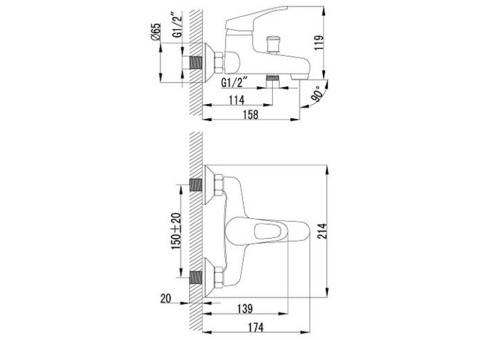 Смеситель для ванны Lemark Omega LM3102C