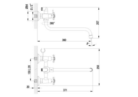 Смеситель для ванны Lemark Partner LM6541C