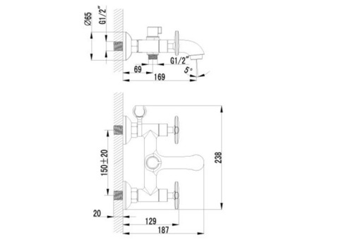 Смеситель для ванны Lemark Plus Spirit LM1912C