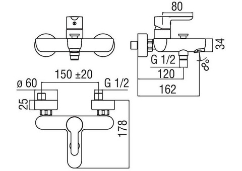 Смеситель для ванны Nobili Abc AB87110/1CR