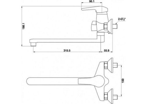 Смеситель для ванны Timo Classic 0045Y-CR chrome