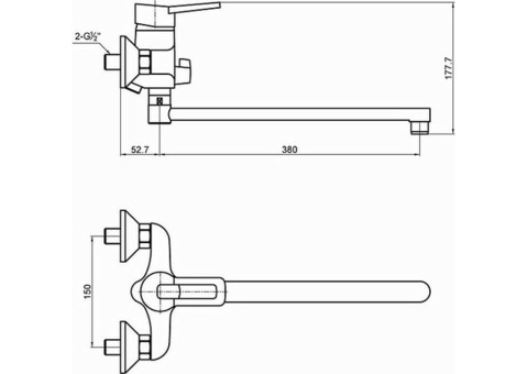 Смеситель для ванны Timo Junior-Inox 1905Y-CR chrome