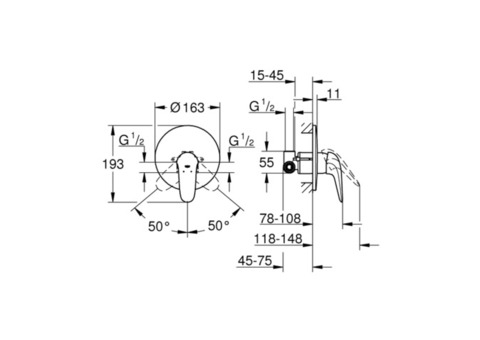 Смеситель для душа Grohe Eurostyle 23725003