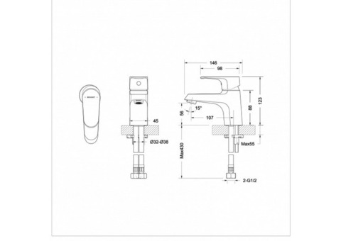 Смеситель для раковины Bravat Alfa F1120178CP