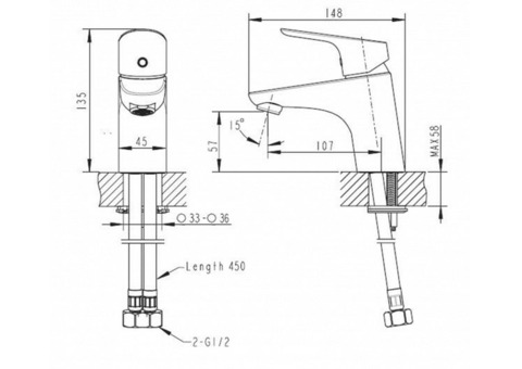 Смеситель для раковины Bravat Drop F14898C-1