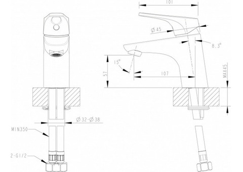 Смеситель для раковины Bravat Drop-D F148162C