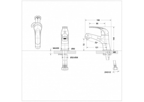 Смеситель для раковины Bravat Fit F1135188CP-RUS