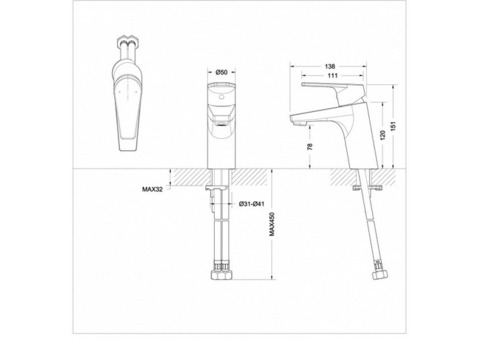 Смеситель для раковины Bravat Line F15299C-1