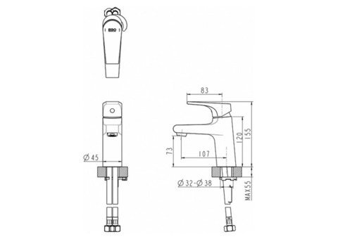 Смеситель для раковины Bravat Vega F1119177CP