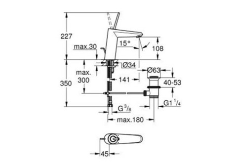 Смеситель для раковины Grohe Eurodisc Joy 23427000