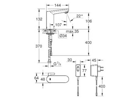 Смеситель для раковины Grohe Eurosmart Cosmopolitan E 36327001