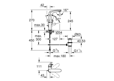 Смеситель для раковины Grohe Eurostyle New 23569LS3