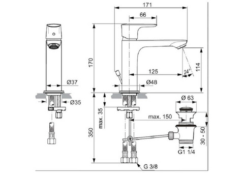 Смеситель для раковины Ideal Standard Connect Air A7012AA