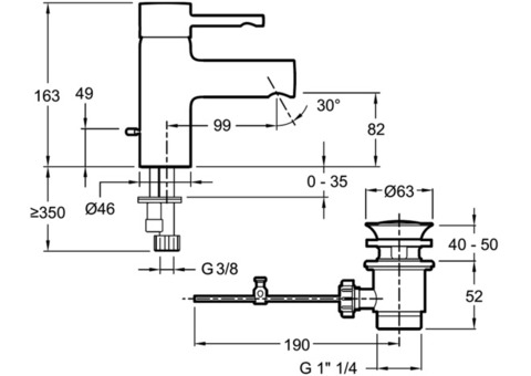 Смеситель для раковины Jacob Delafon Cuff E37041-CP