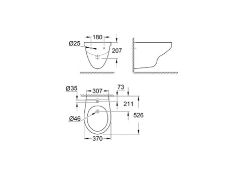 Биде подвесное Grohe Bau Ceramic 39433000 альпин-белый