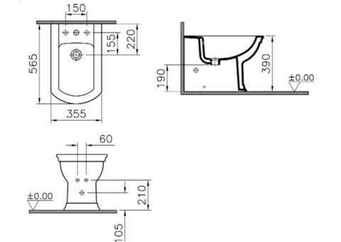 Биде напольное Vitra Serenada 4163B003-0060