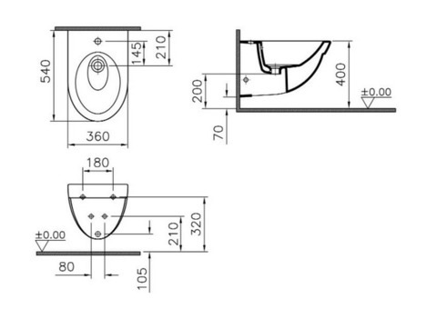 Биде подвесное Vitra Form 500 4307B003-0288