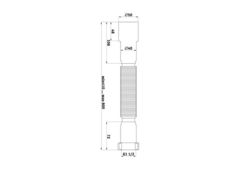 Гофра с гайкой 1 1/2"x40/50 L=366-776мм АНИ Пласт K106