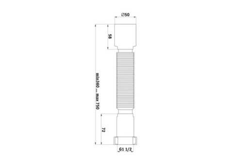 Гофра с гайкой 1 1/2"x50 L=320-730мм АНИ Пласт K105