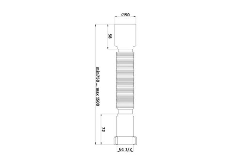 Гофра с гайкой 1 1/2"x50 L=495-1325мм АНИ Пласт K115