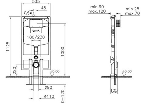 Унитаз подвесной Vitra Normus 9773B003-7200 с инсталляцией