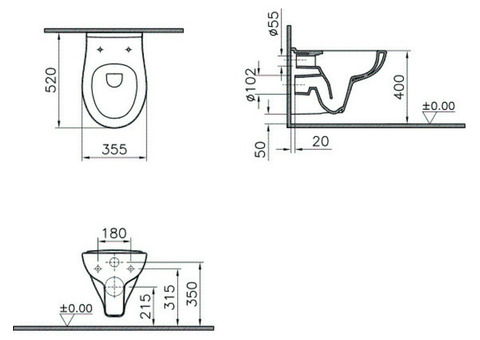 Унитаз подвесной Vitra S20 Rime-Ex 7741B003-0075