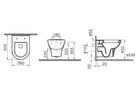 Унитаз подвесной Vitra Zentrum 5785B003-0075