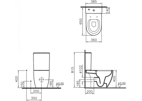 Унитаз-компакт Vitra Sento Rime-Ex 9830B003-7204 Open-Back