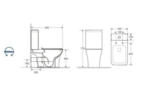 Унитаз-компакт напольный безободковый Ceruttispa Vettore CT7192 с бочком и микролифтом