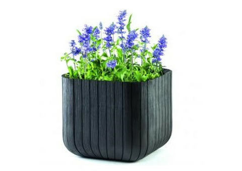 Кашпо для цветов Keter Cube Planter M 395х395х395 мм Антрацит